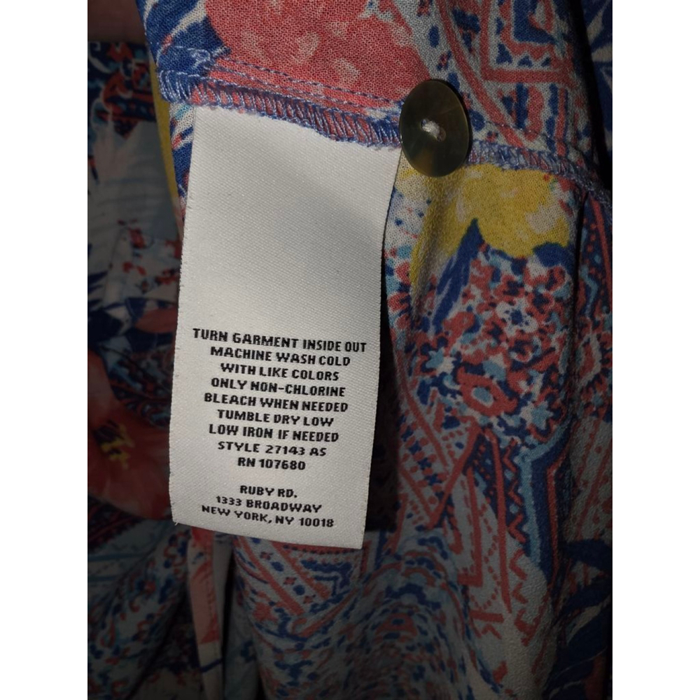 Women's Ruby Rd. Blue Red Floral Blouse L - Picture 4 of 5